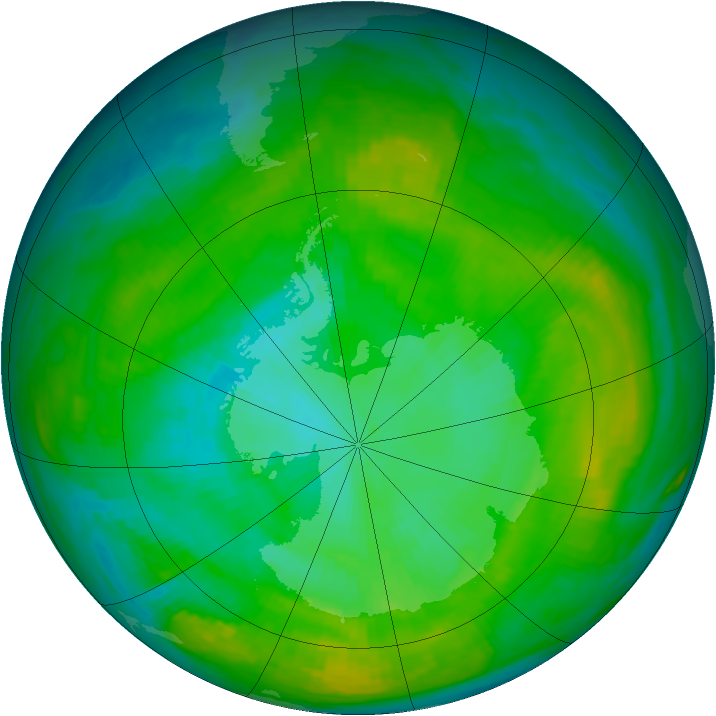 Antarctic ozone map for 27 January 1980